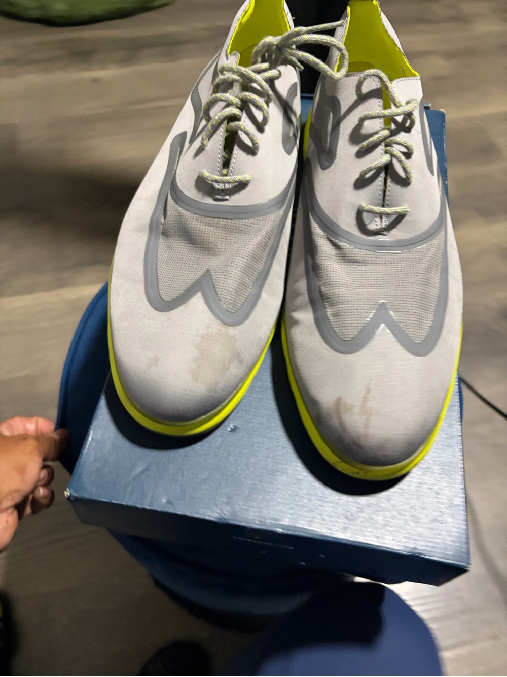 Cole Haan Gray and Neon Yellow Lace-Up Sneakers